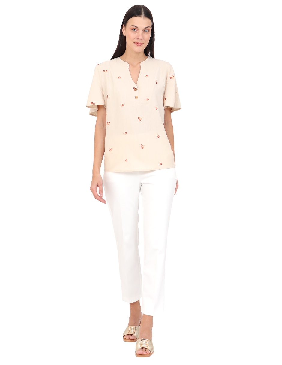 Blusa duplan manga corta para mujer