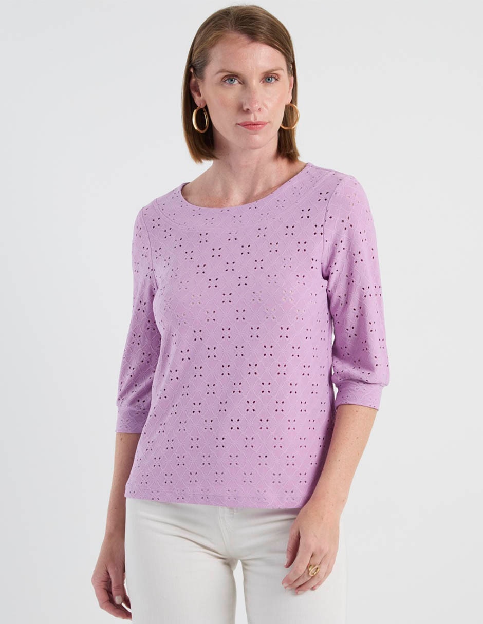 Playera manga al codo cuello redondo mujer Playera manga al codo cuello redondo mujer