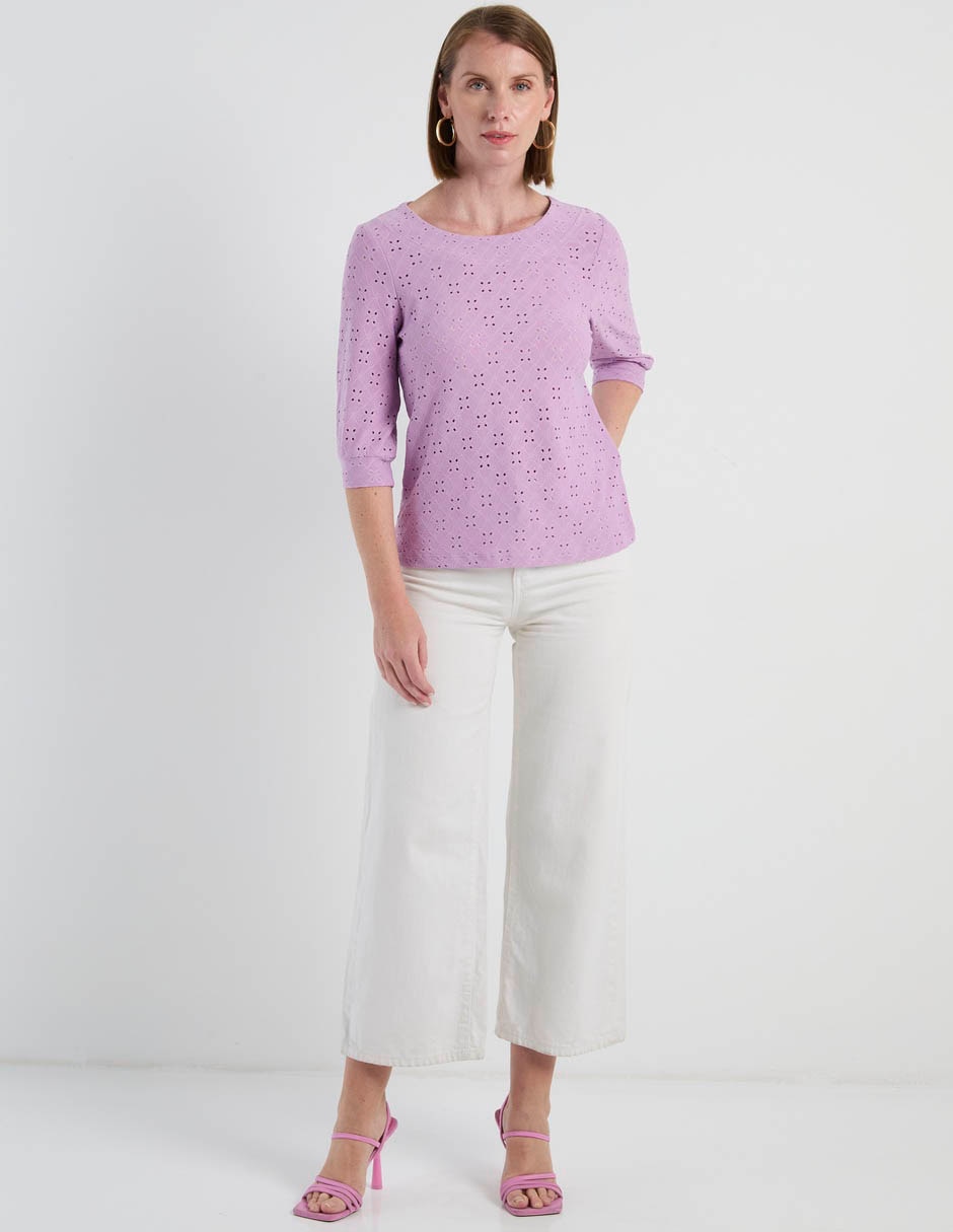 Playera manga al codo cuello redondo mujer 3