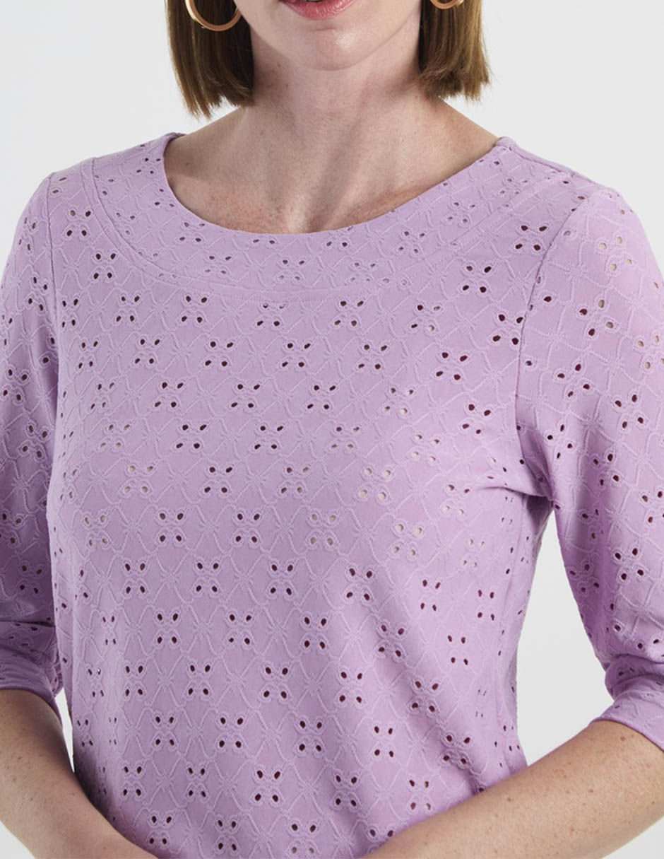 Playera manga al codo cuello redondo mujer 2