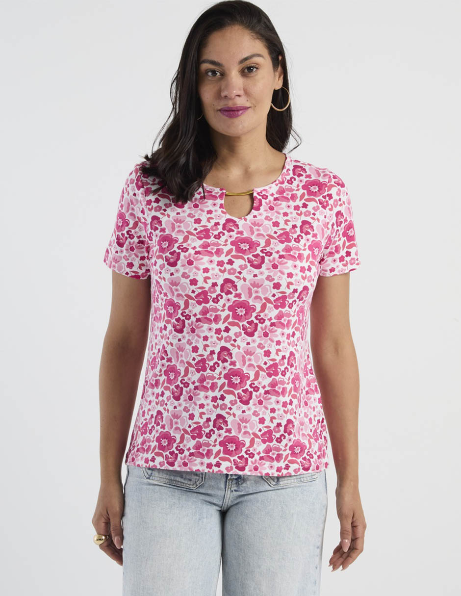 Playera manga corta cuello redondo para mujer