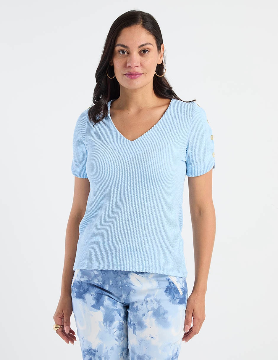 Playera manga corta cuello v mujer Playera manga corta cuello v mujer