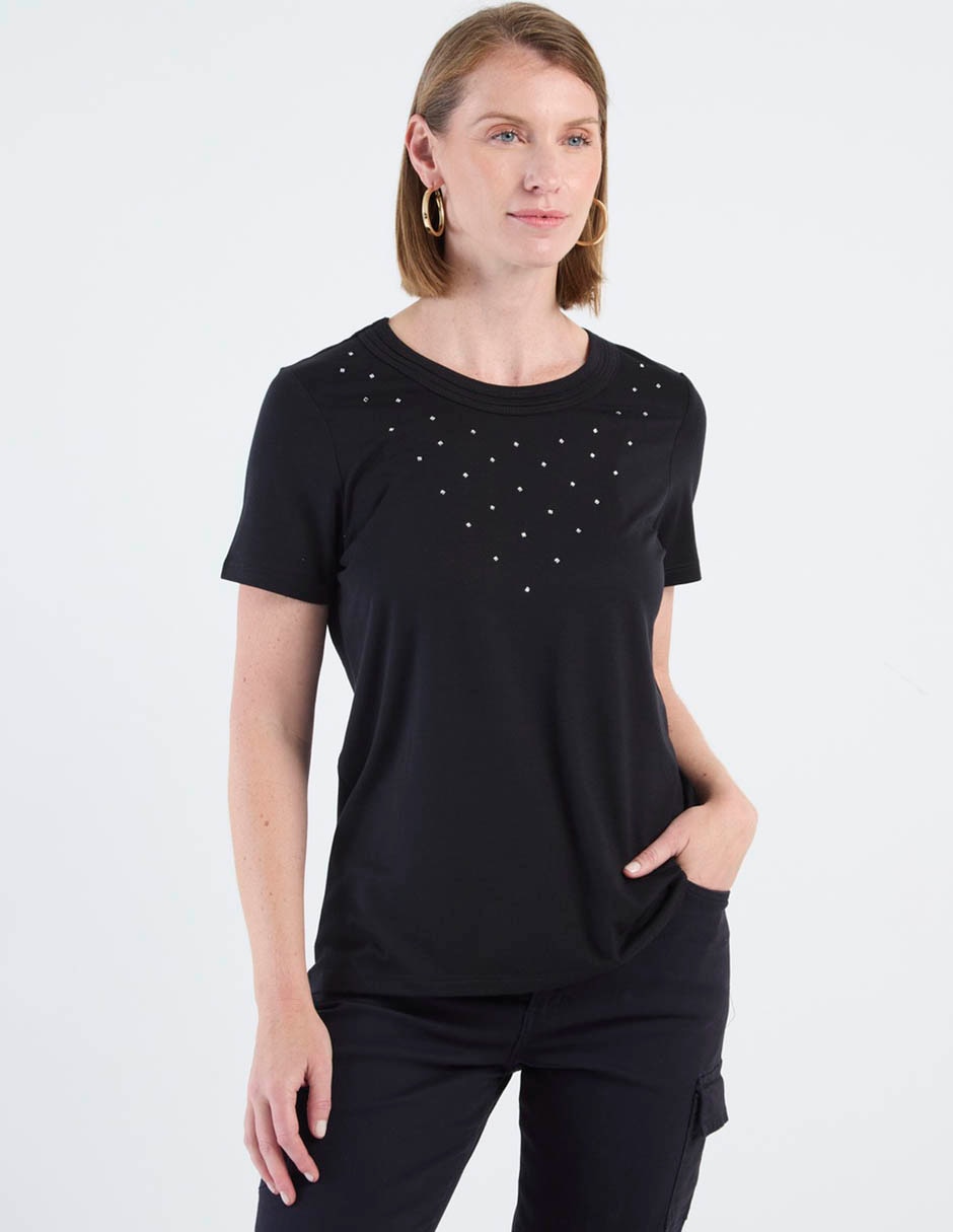 Playera manga corta cuello redondo para mujer