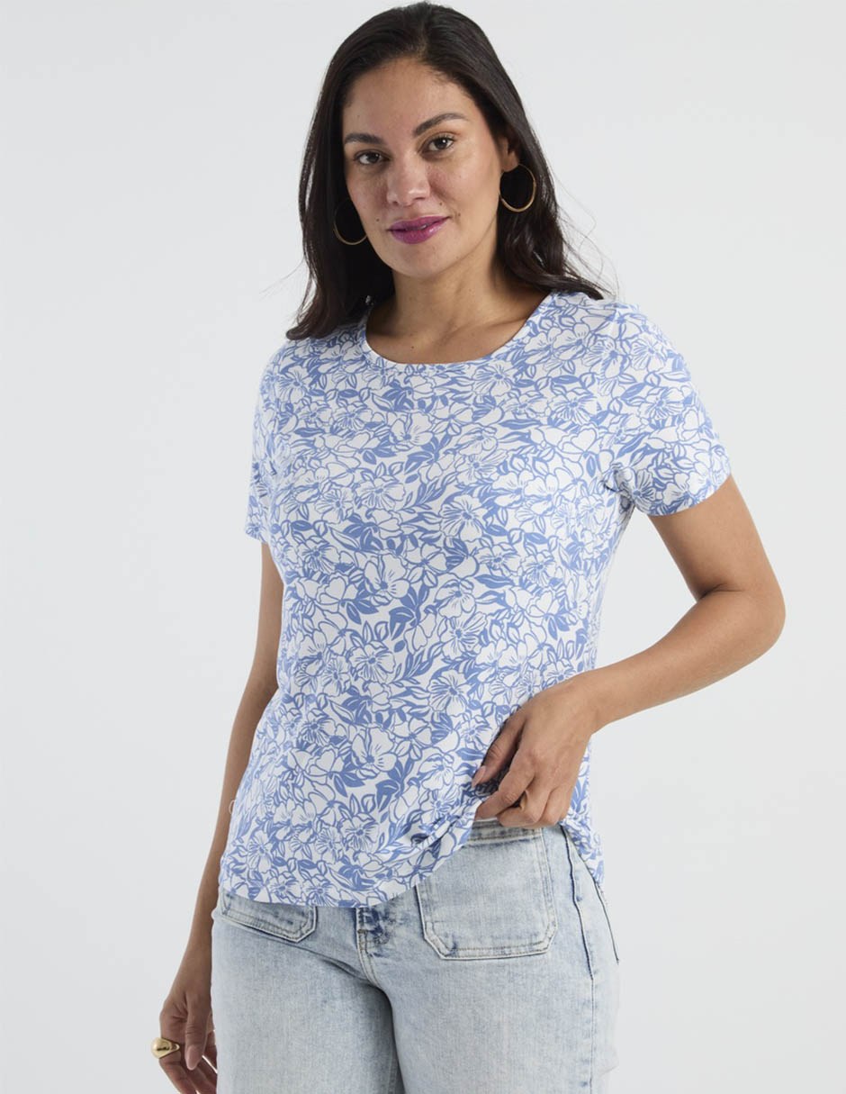 Playera manga corta cuello redondo para mujer