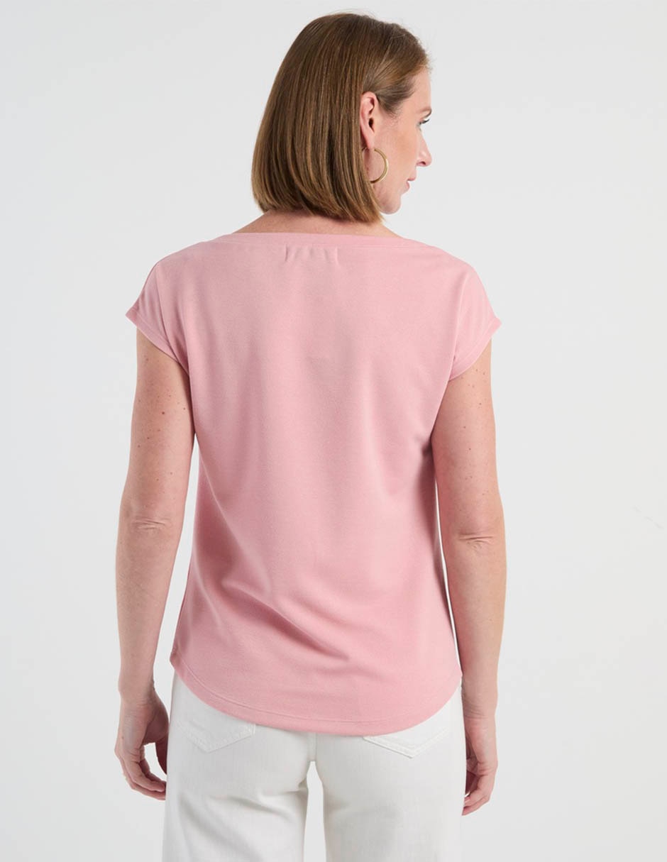 Playera manga corta Morango cuello ojal para mujer
