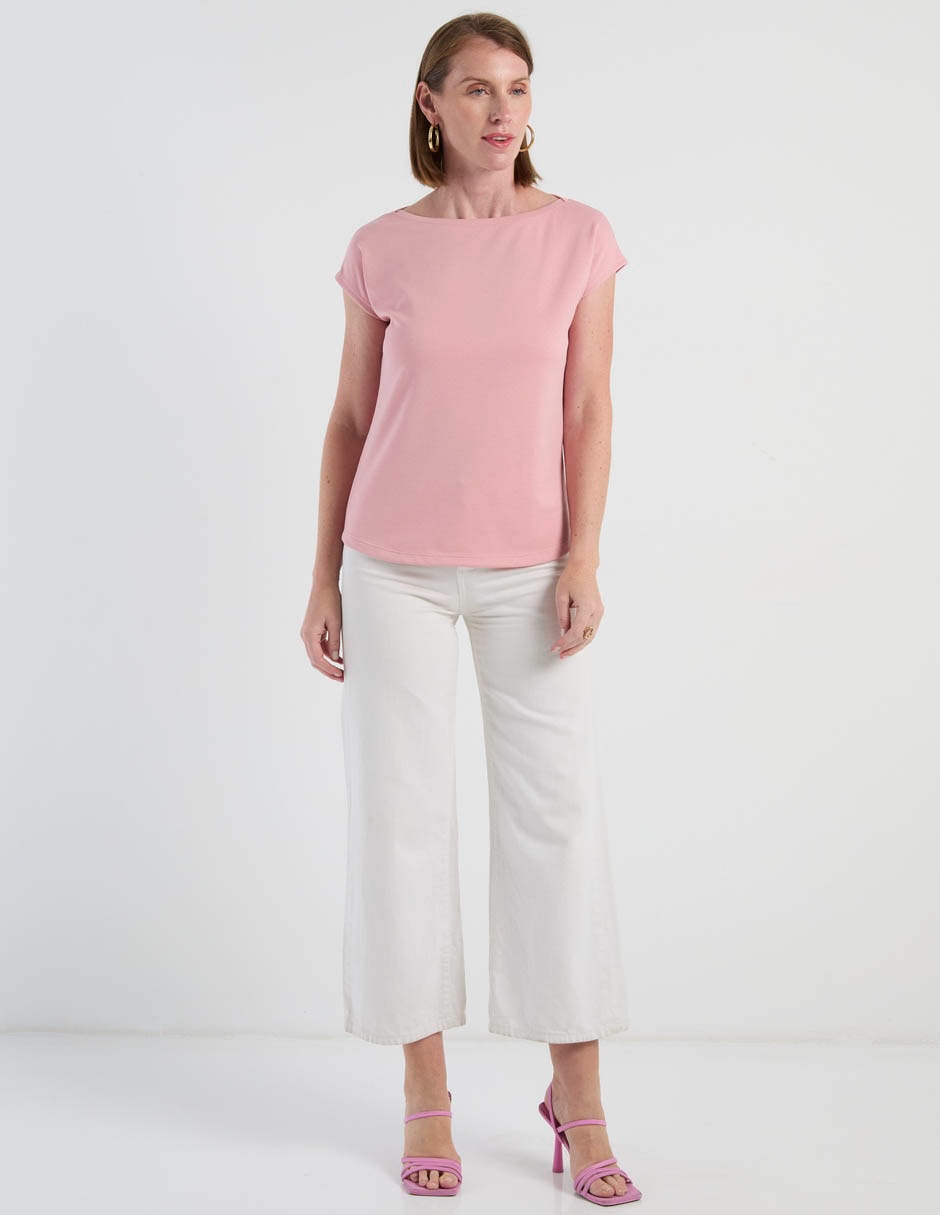 Playera manga corta Morango cuello ojal para mujer
