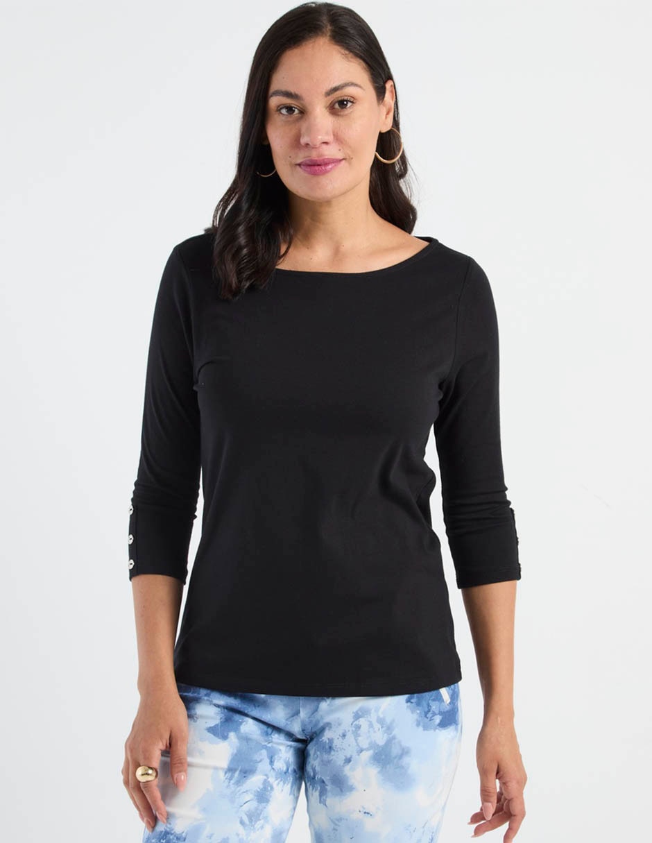 Playera manga al codo Morango cuello ojal para mujer