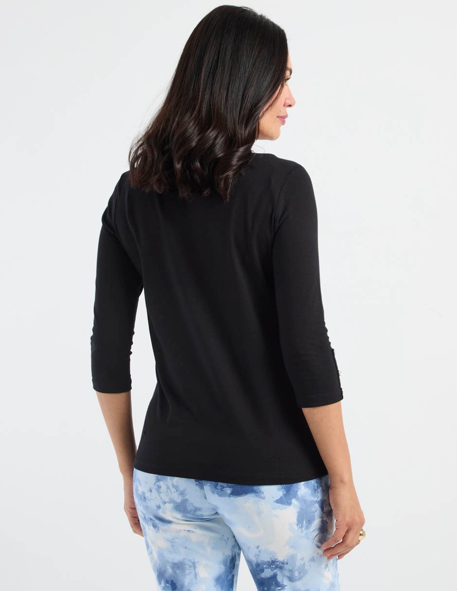 Playera manga al codo Morango cuello ojal para mujer