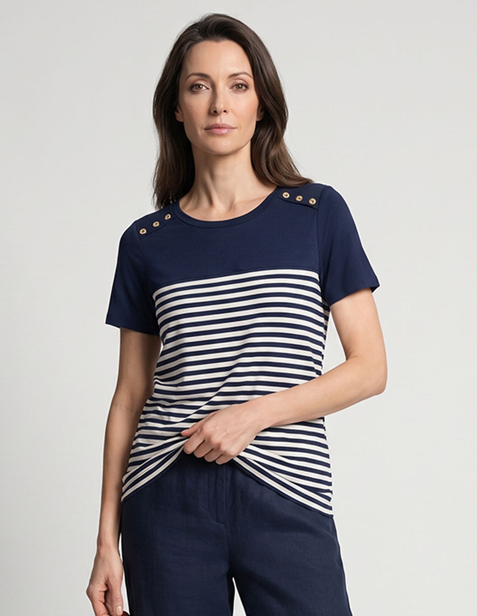 Playera manga corta cuello redondo para mujer
