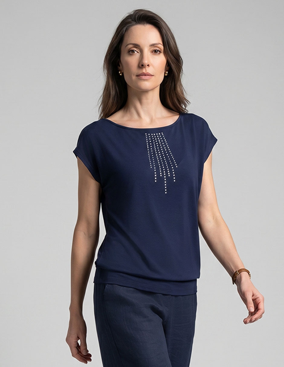 Playera manga corta cuello ojal para mujer Playera manga corta cuello ojal para mujer