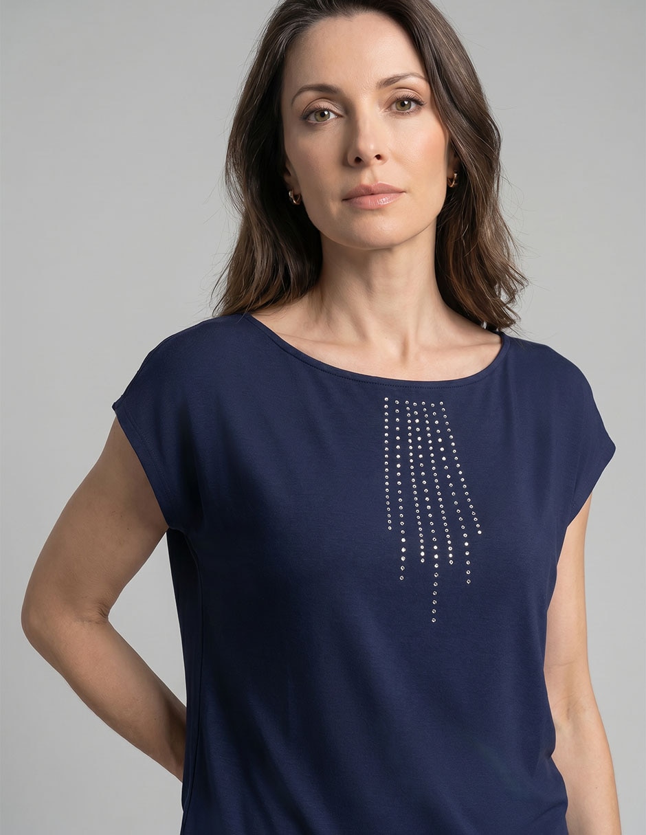 Playera manga corta Morango cuello ojal para mujer