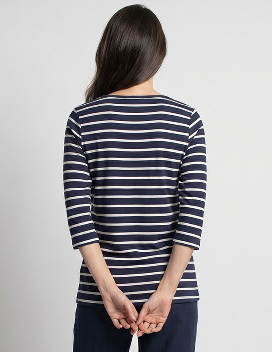 Playera manga 3/4 cuello v para mujer 2