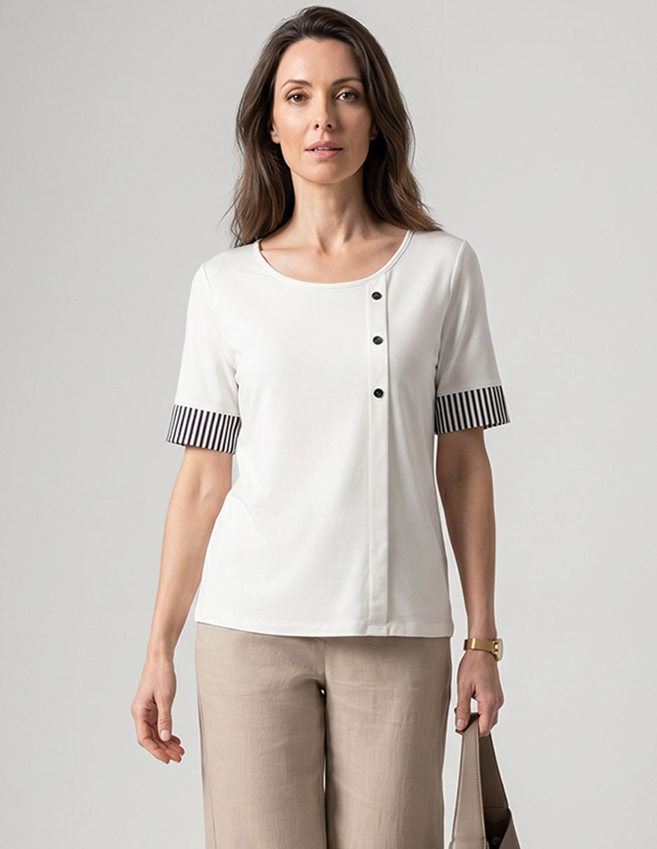 Playera manga corta cuello redondo mujer