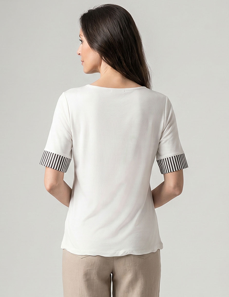 Playera manga corta cuello redondo mujer