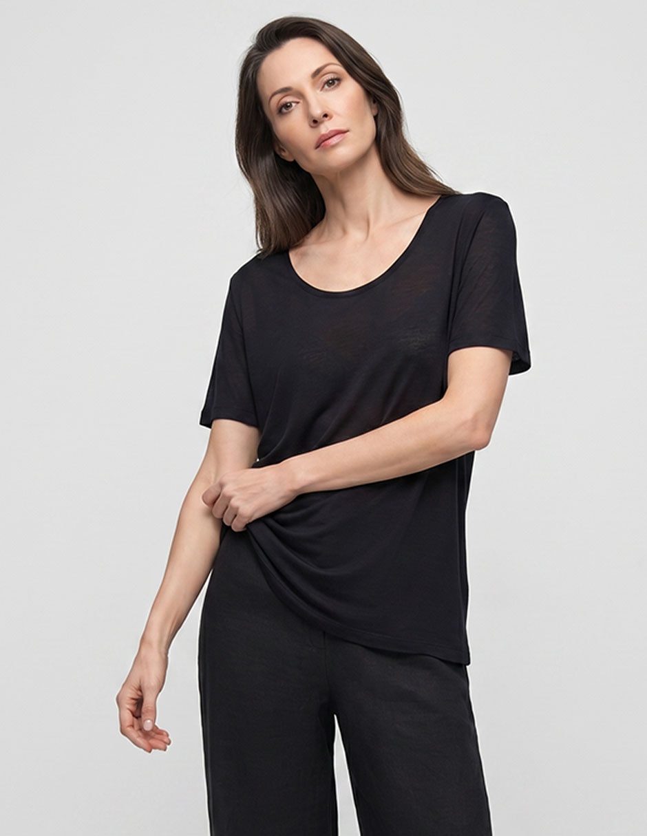 Playera manga corta cuello redondo mujer Playera manga corta cuello redondo mujer