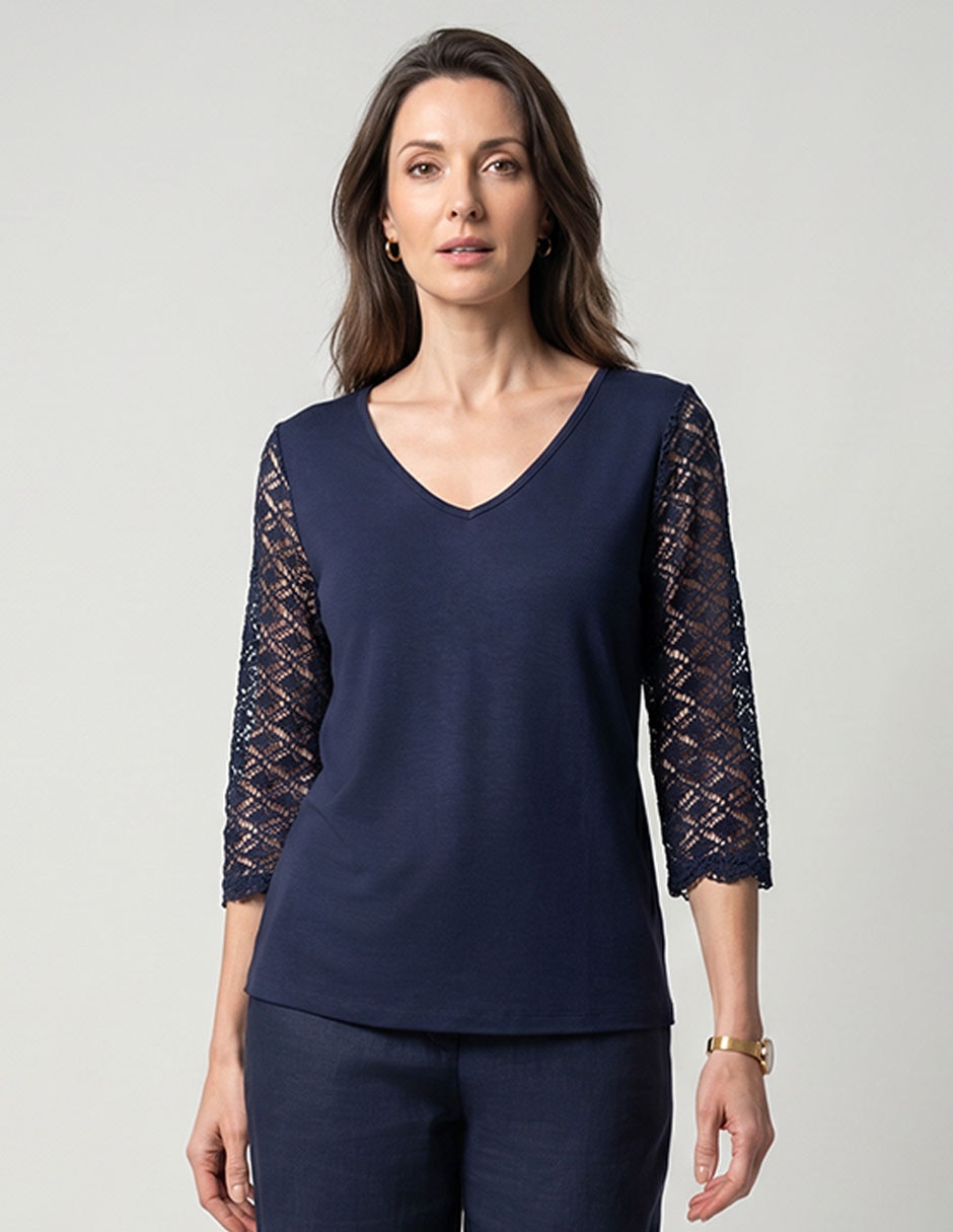 Playera manga larga cuello V para mujer Playera manga larga cuello V para mujer