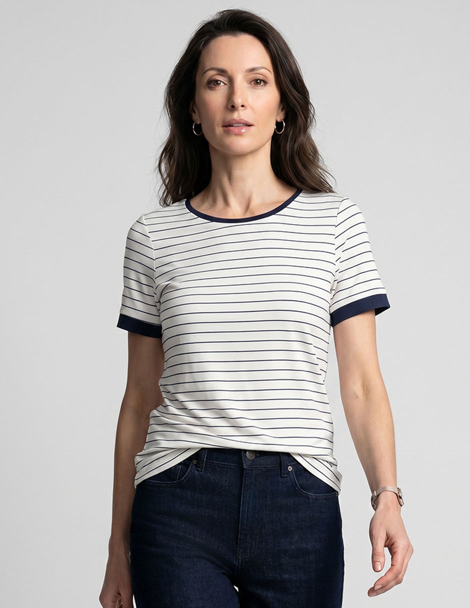 Playera manga corta cuello redondo para mujer