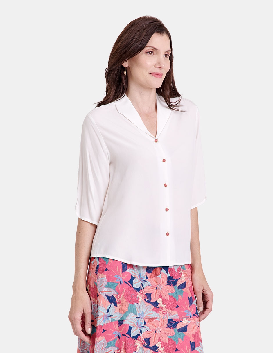 Blusa manga al codo para mujer