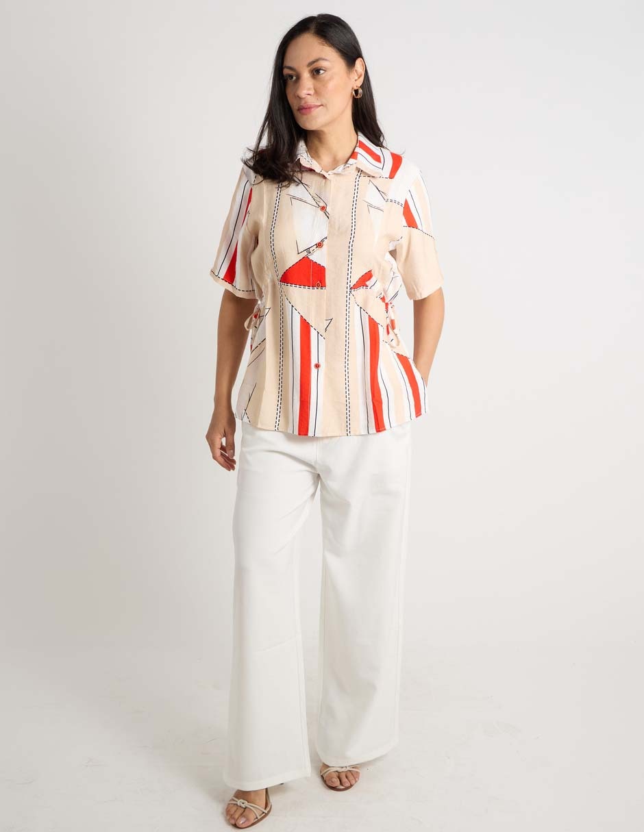 Blusa camisera manga corta para mujer 3