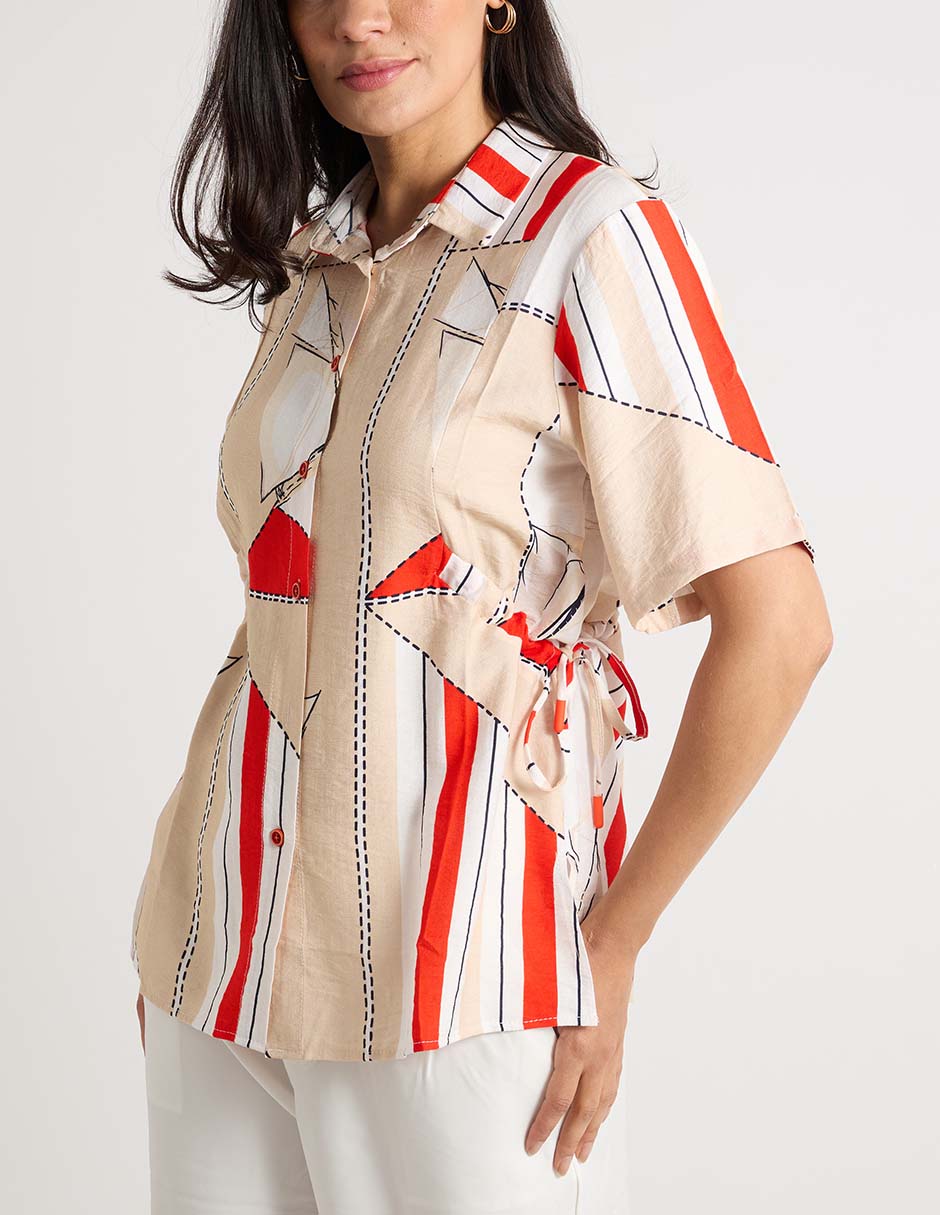 Blusa camisera manga corta para mujer 4
