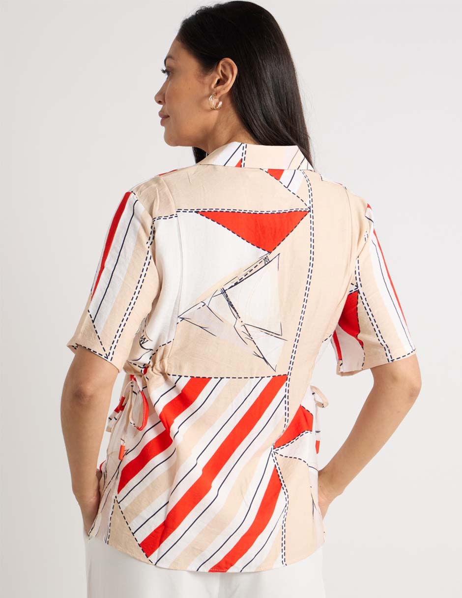 Blusa camisera manga corta para mujer 6
