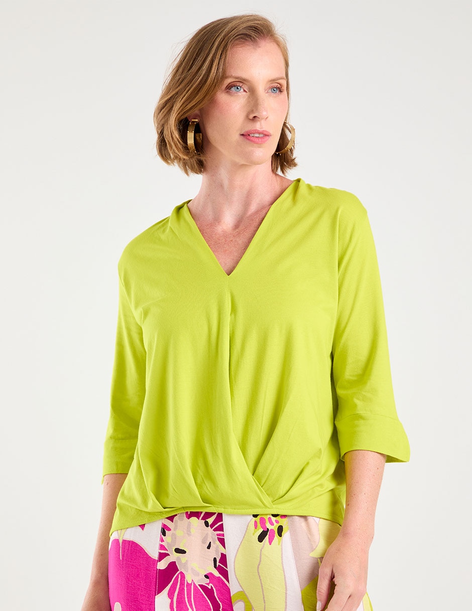 Blusa manga al codo para mujer