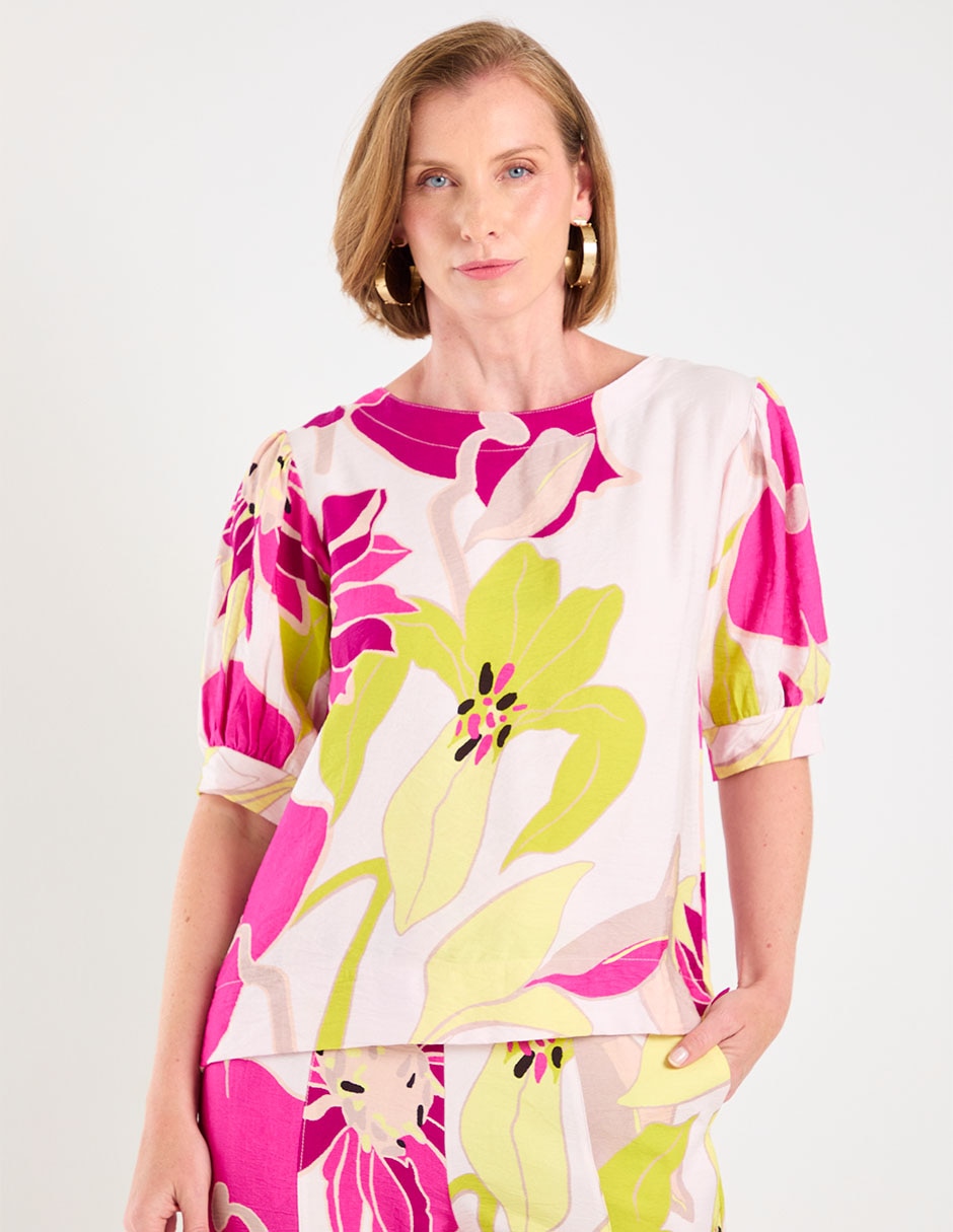 Blusa manga al codo para mujer
