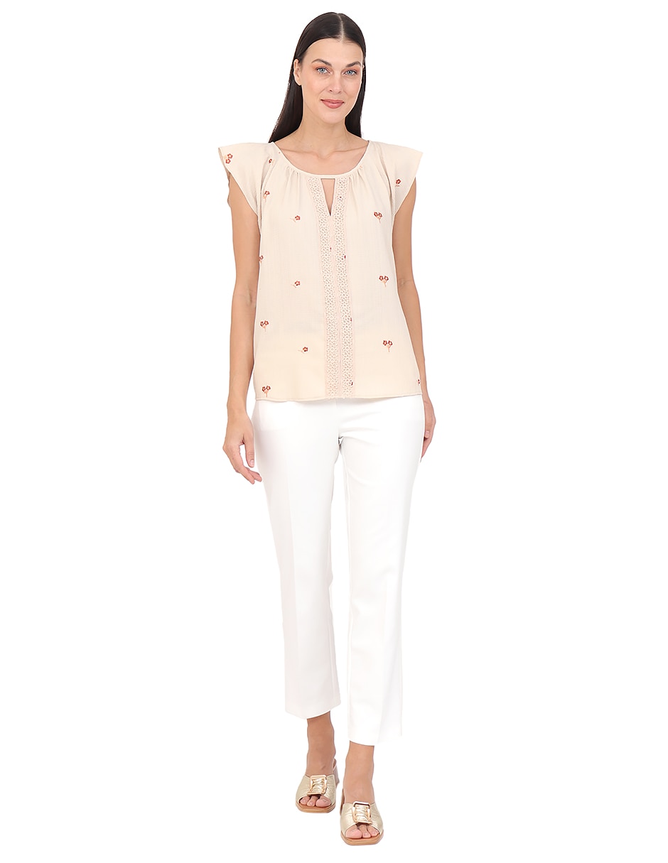 Blusa duplan manga corta para mujer