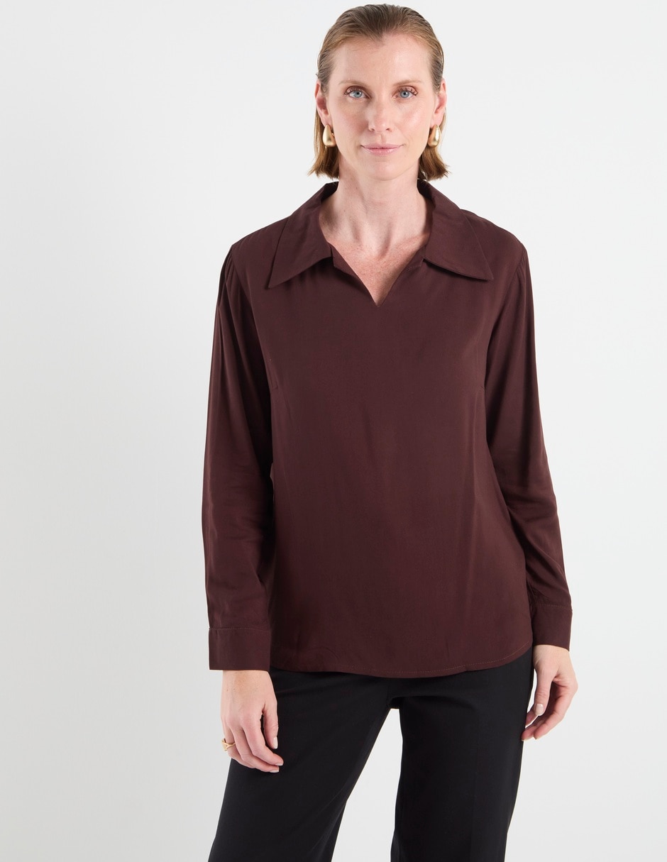 Blusa camisera manga larga para mujer 1