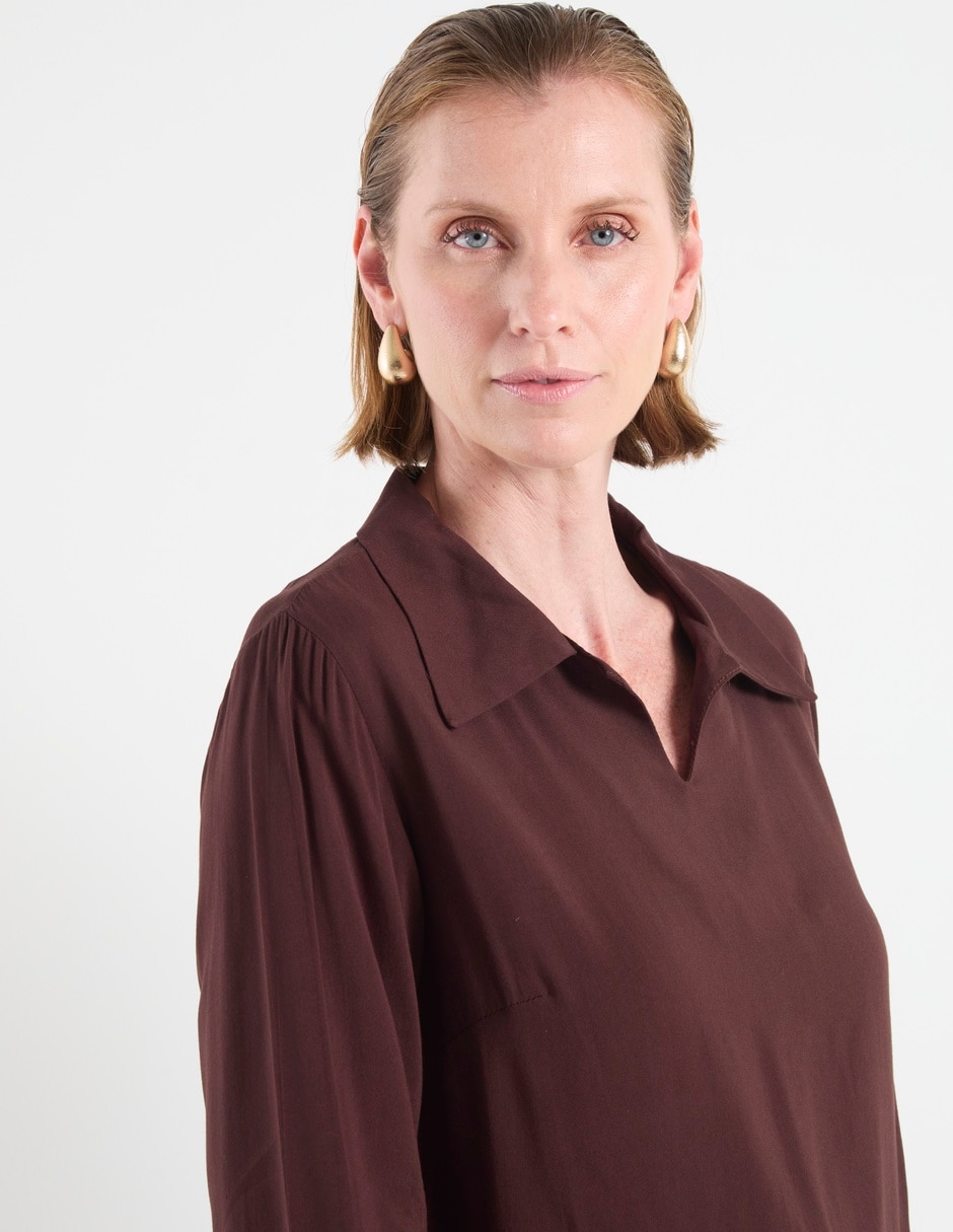 Blusa camisera manga larga para mujer 8