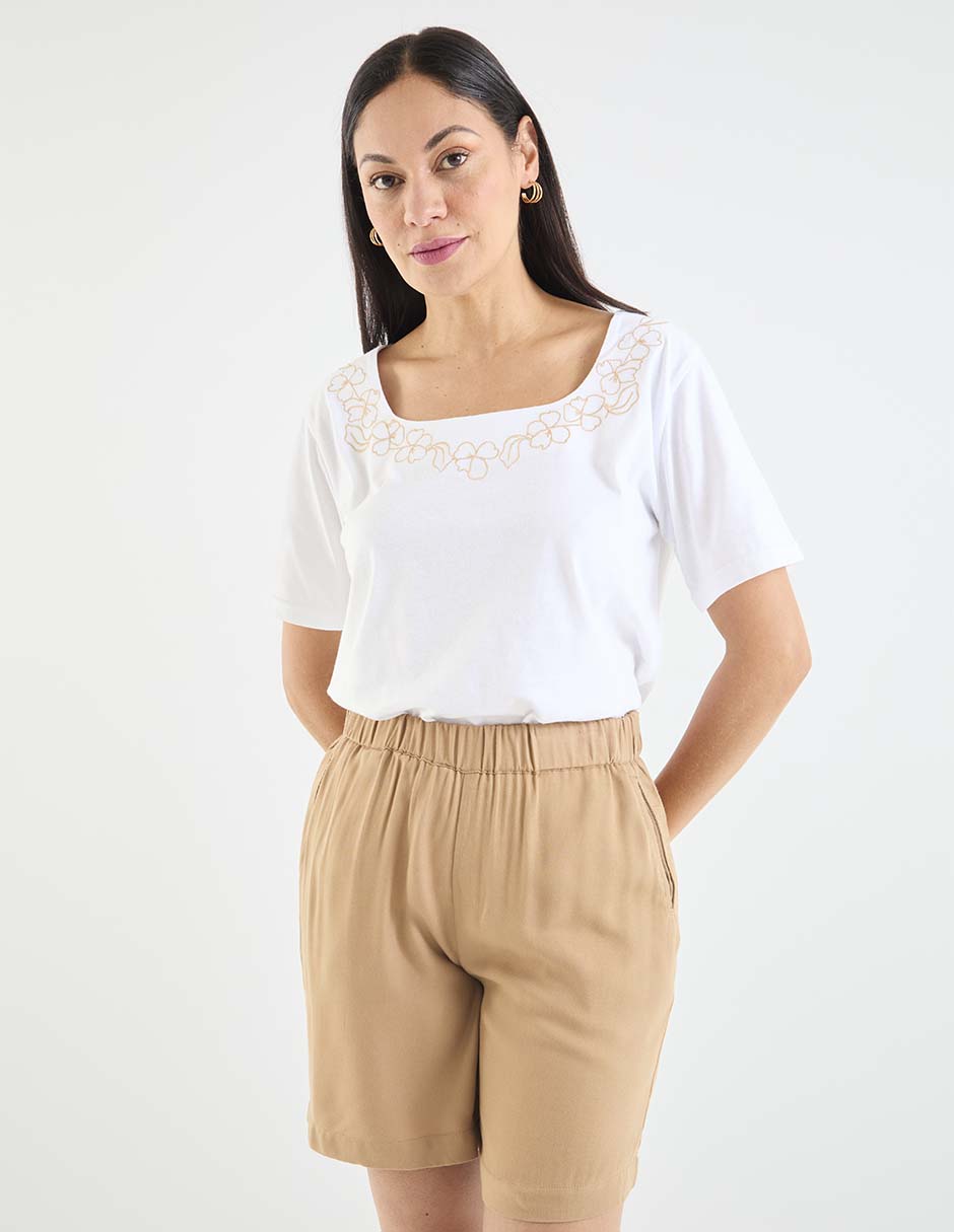 Playera manga corta Loren's cuello cuadrado para mujer