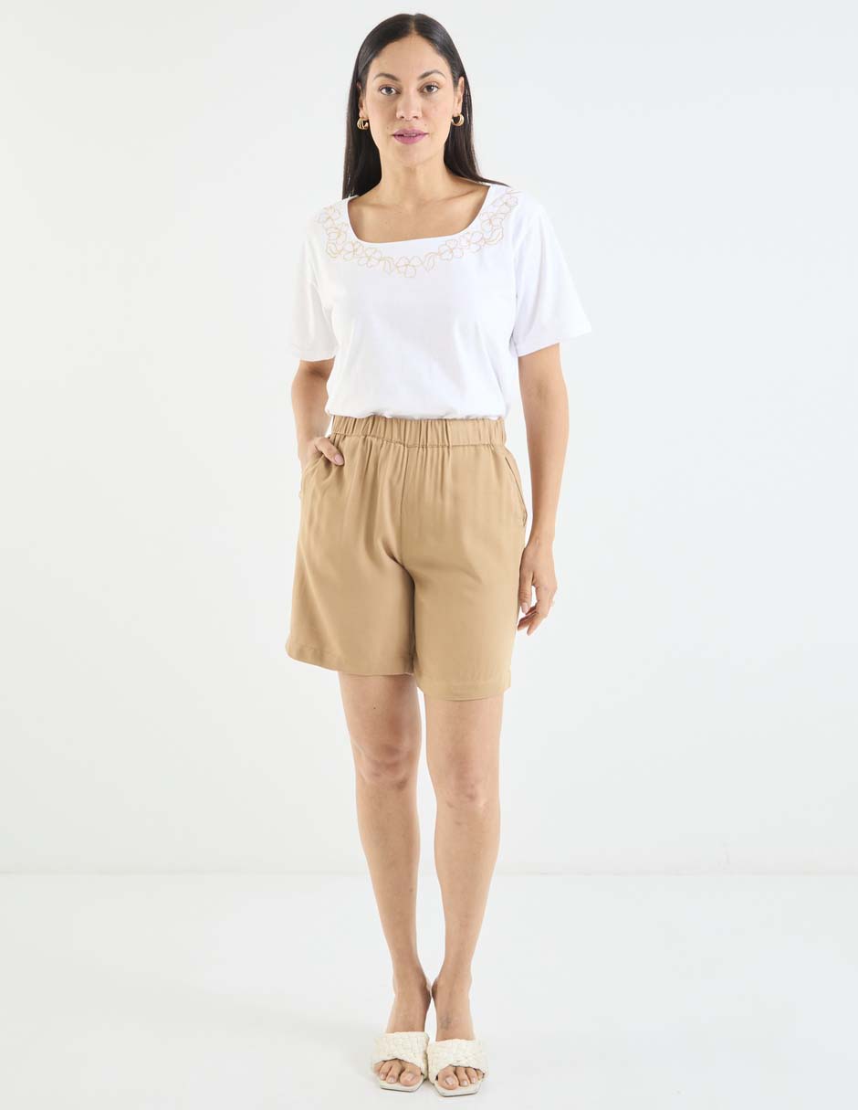 Playera manga corta Loren's cuello cuadrado para mujer
