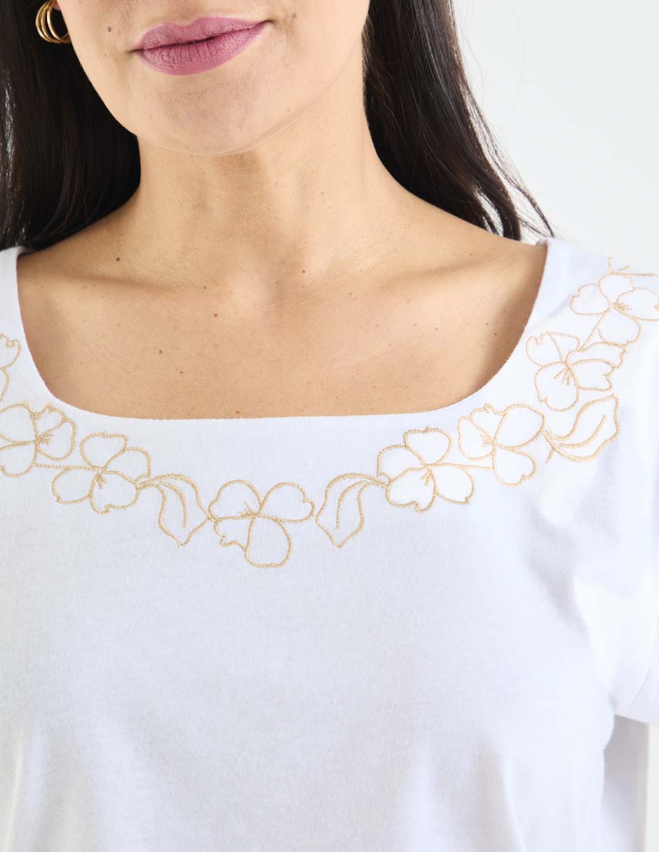 Playera manga corta Loren's cuello cuadrado para mujer