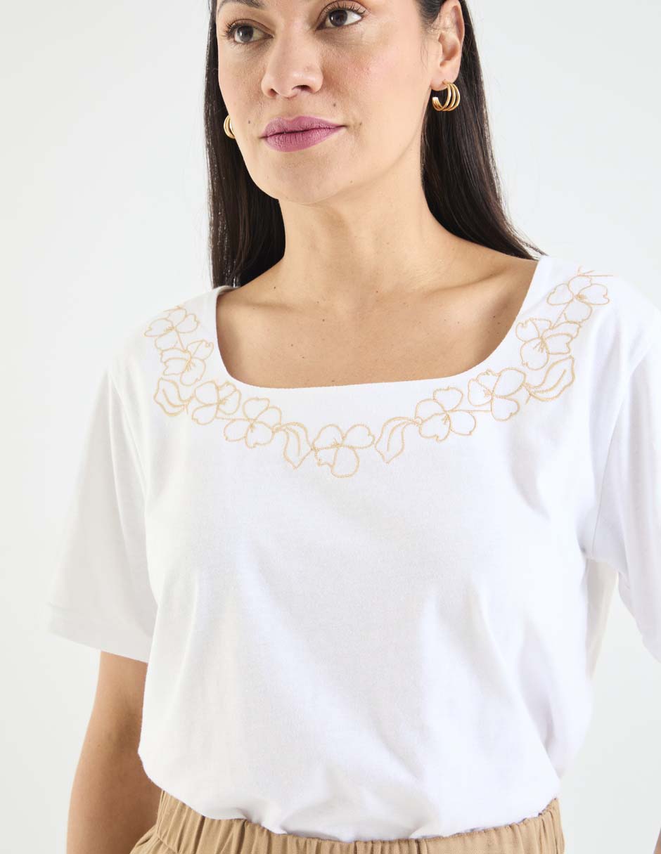 Playera manga corta Loren's cuello cuadrado para mujer