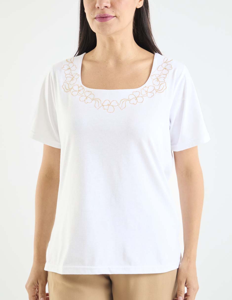 Playera manga corta Loren's cuello cuadrado para mujer