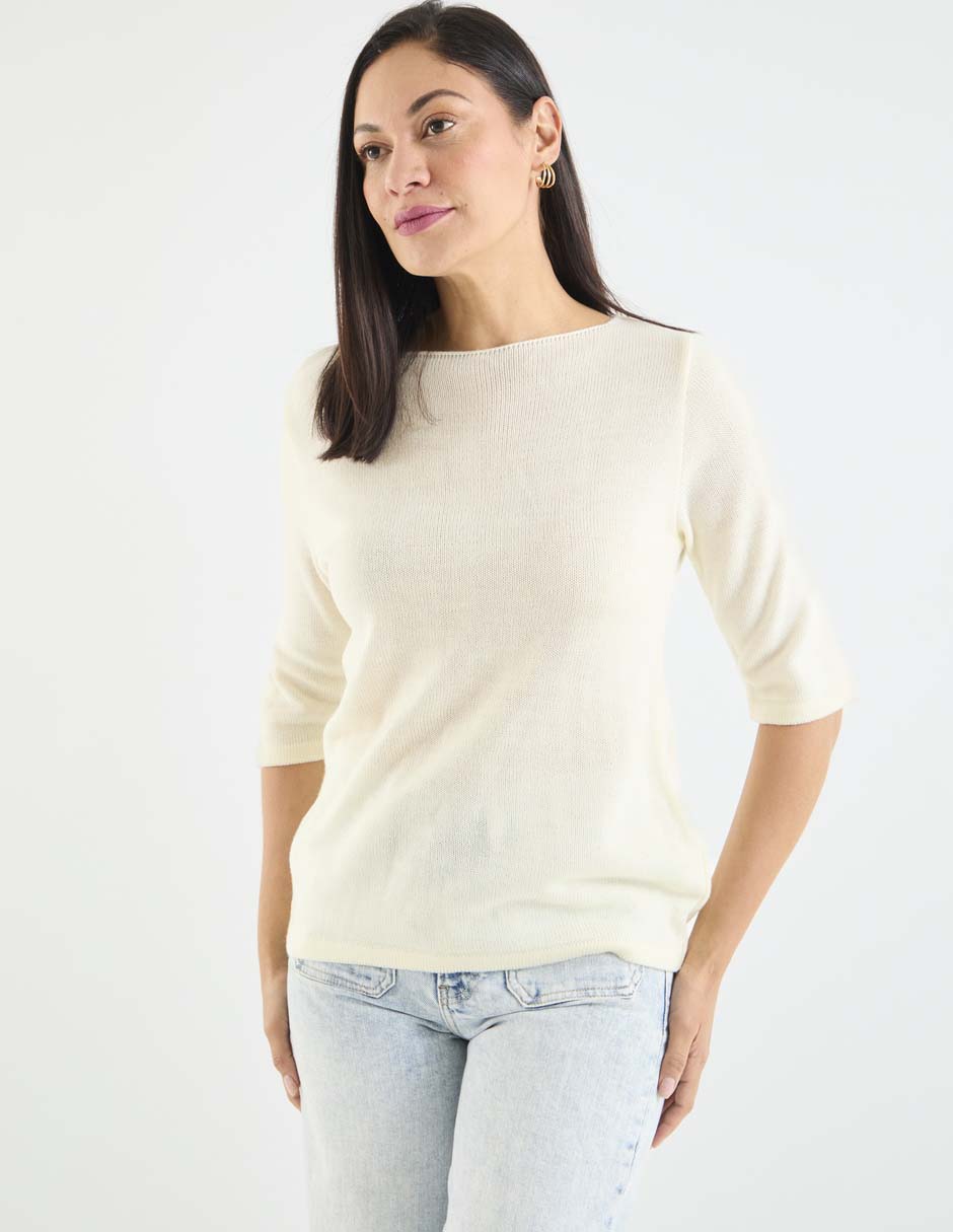 Playera manga 3/4 cuello redondo para mujer 1