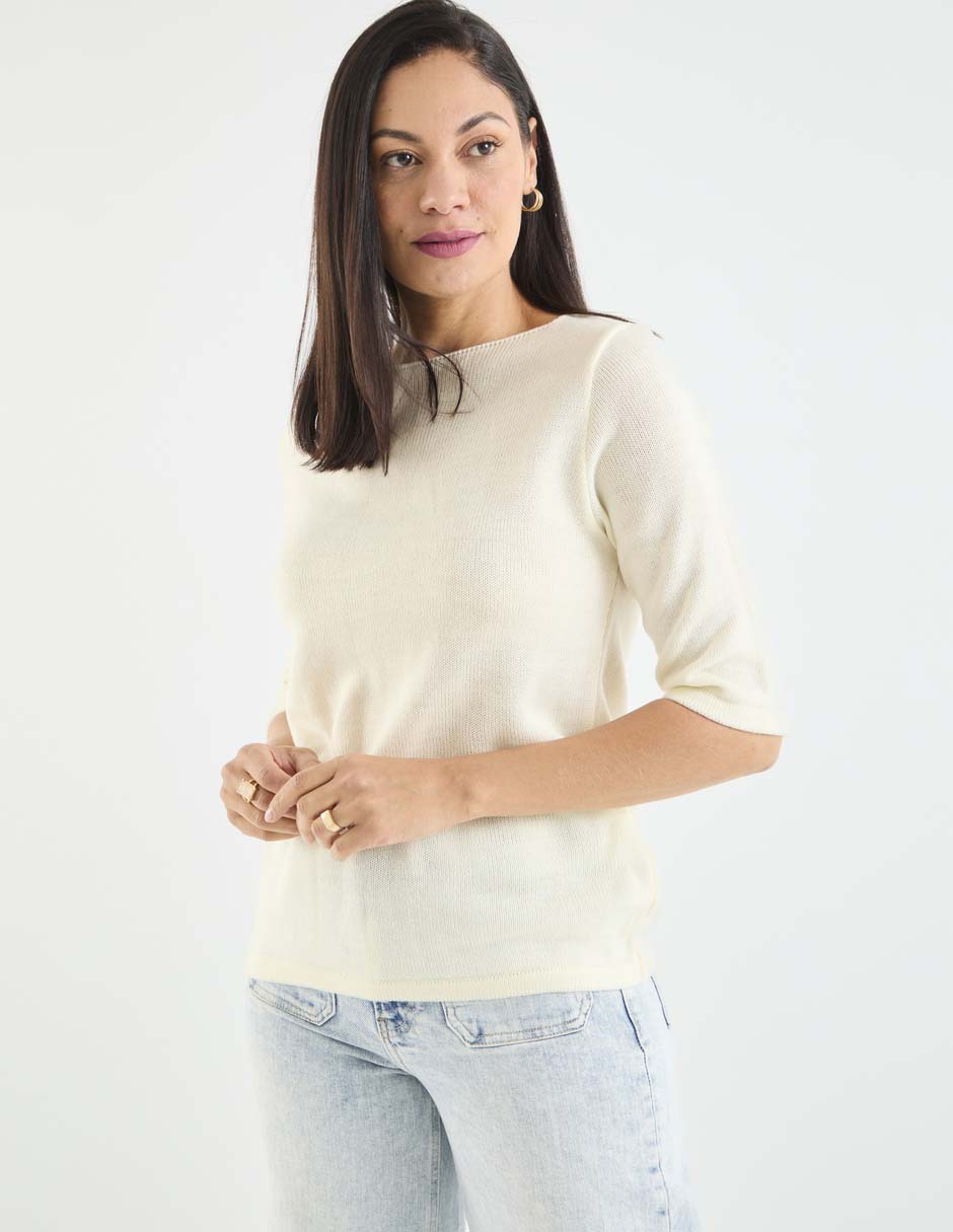 Playera manga 3/4 cuello redondo para mujer 7