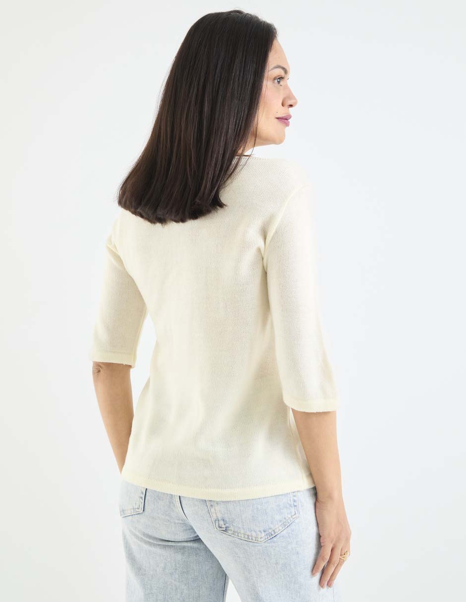 Playera manga 3/4 cuello redondo para mujer 11