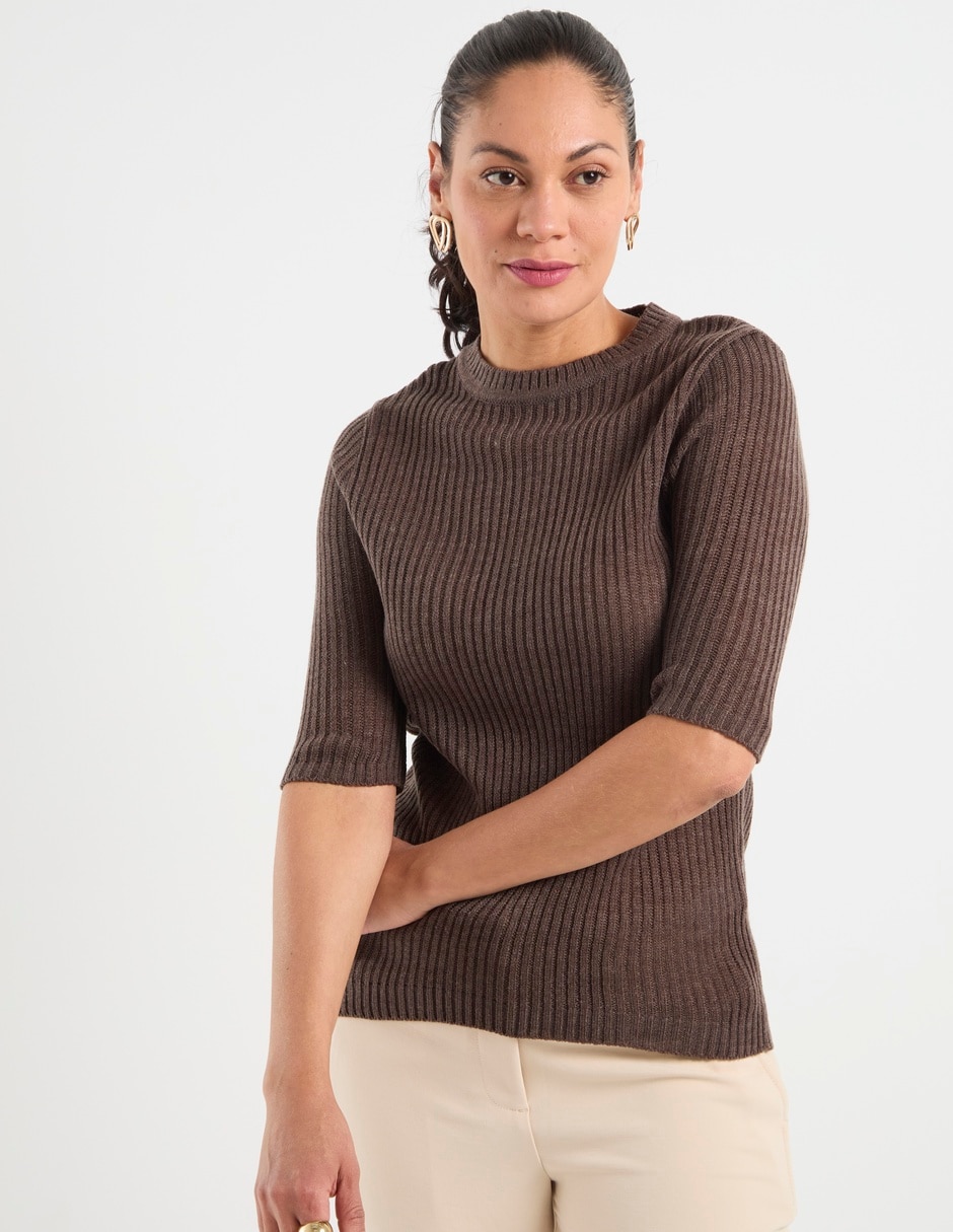Playera manga 3/4 cuello redondo para mujer 1
