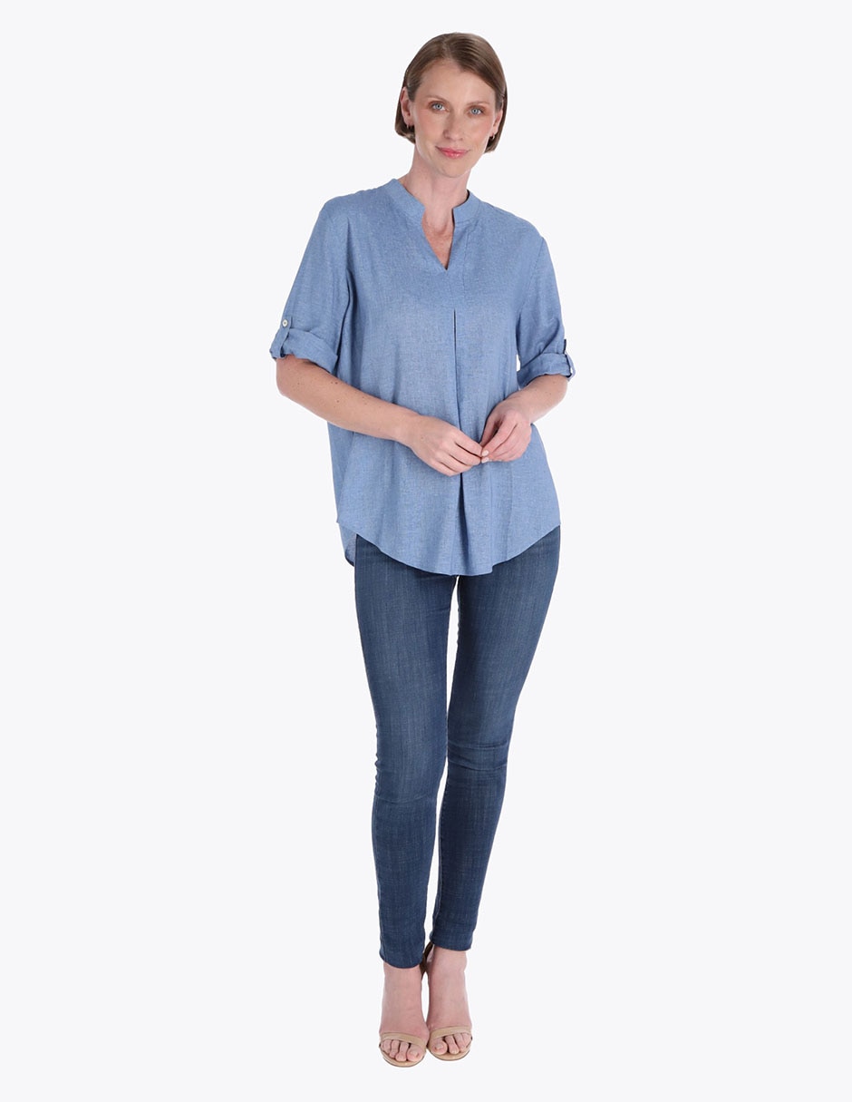 Blusa túnica Charme manga al codo para mujer