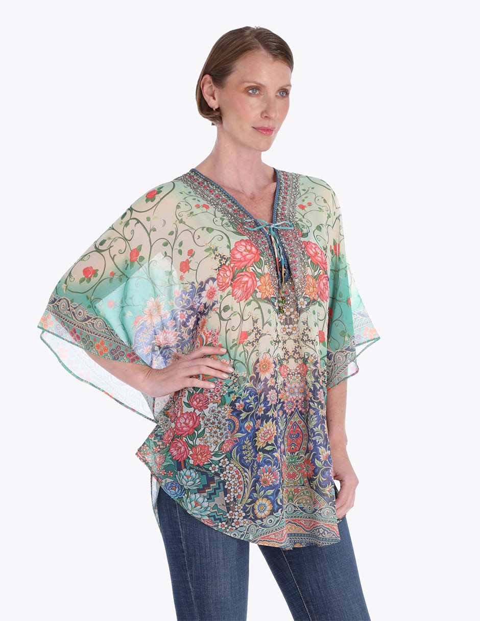 Blusa túnica Charme manga 3/4 para mujer