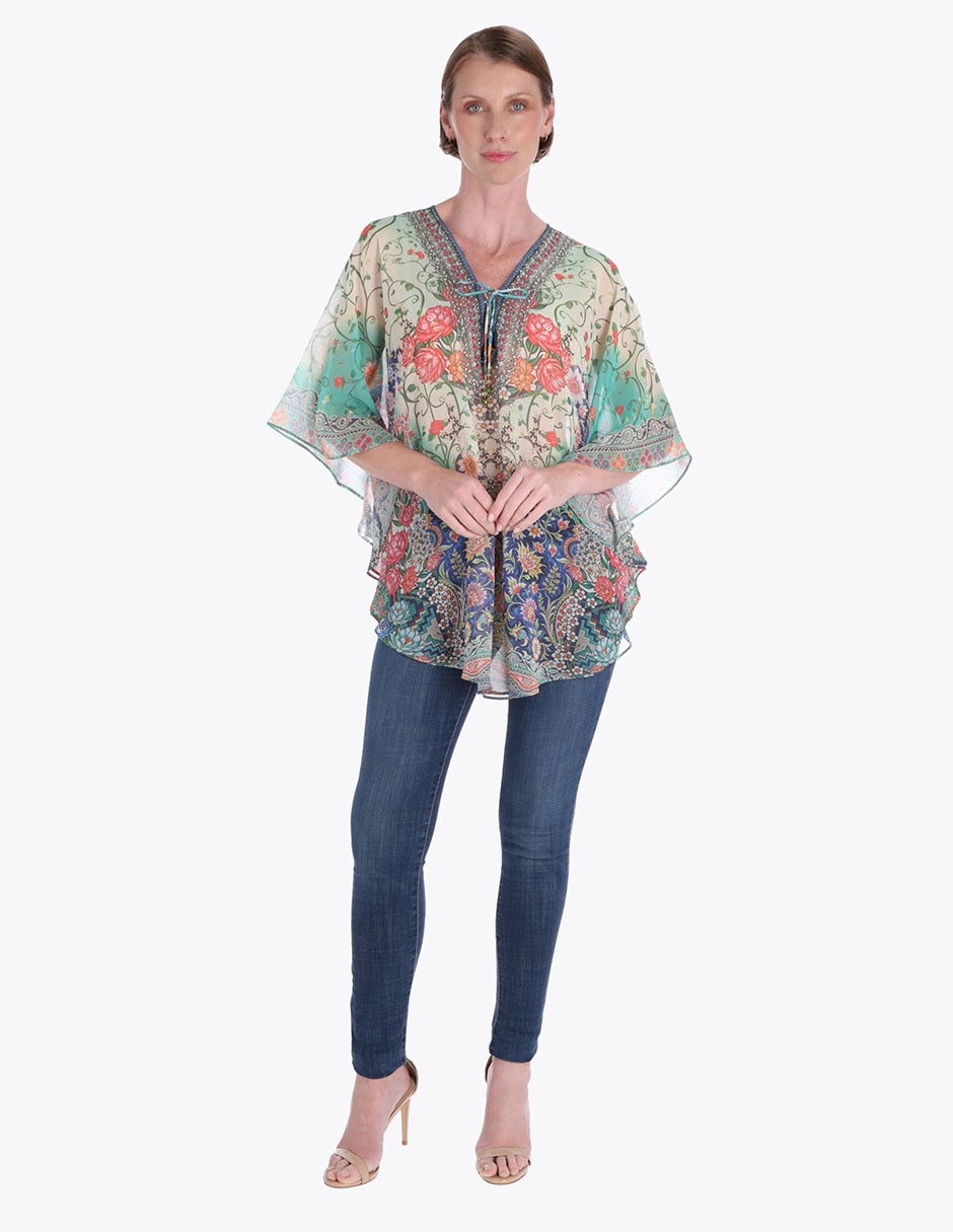 Blusa túnica Charme manga 3/4 para mujer