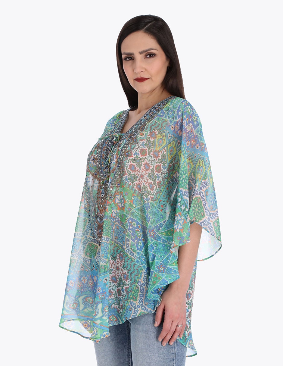 Blusa túnica Charme manga 3/4 para mujer