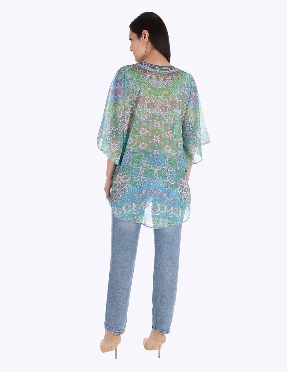 Blusa túnica Charme manga 3/4 para mujer