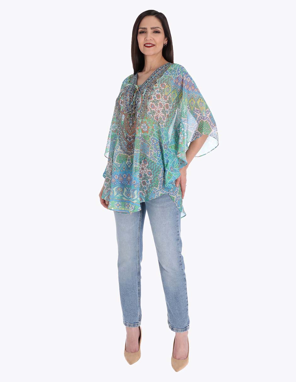 Blusa túnica Charme manga 3/4 para mujer