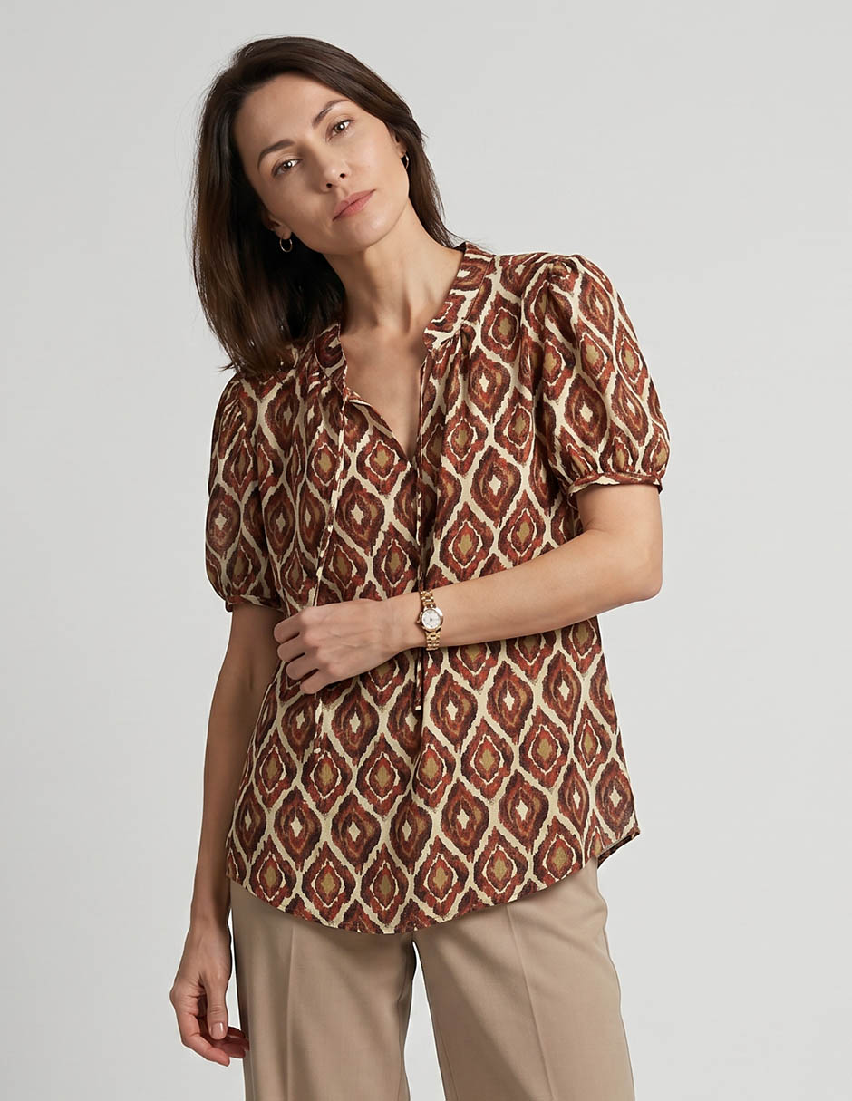 Blusa damaia atelier manga corta para mujer