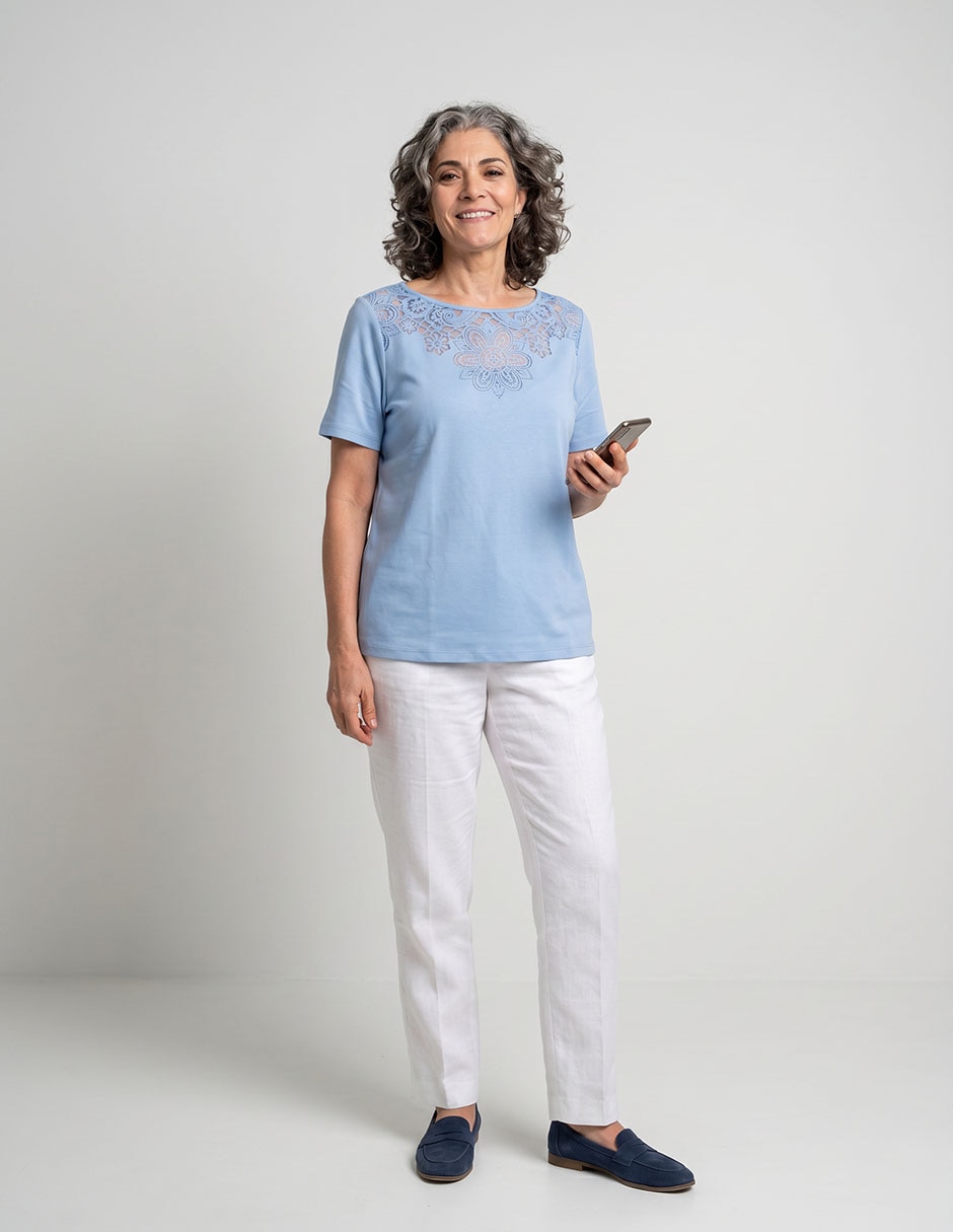 Blusa manga corta para mujer
