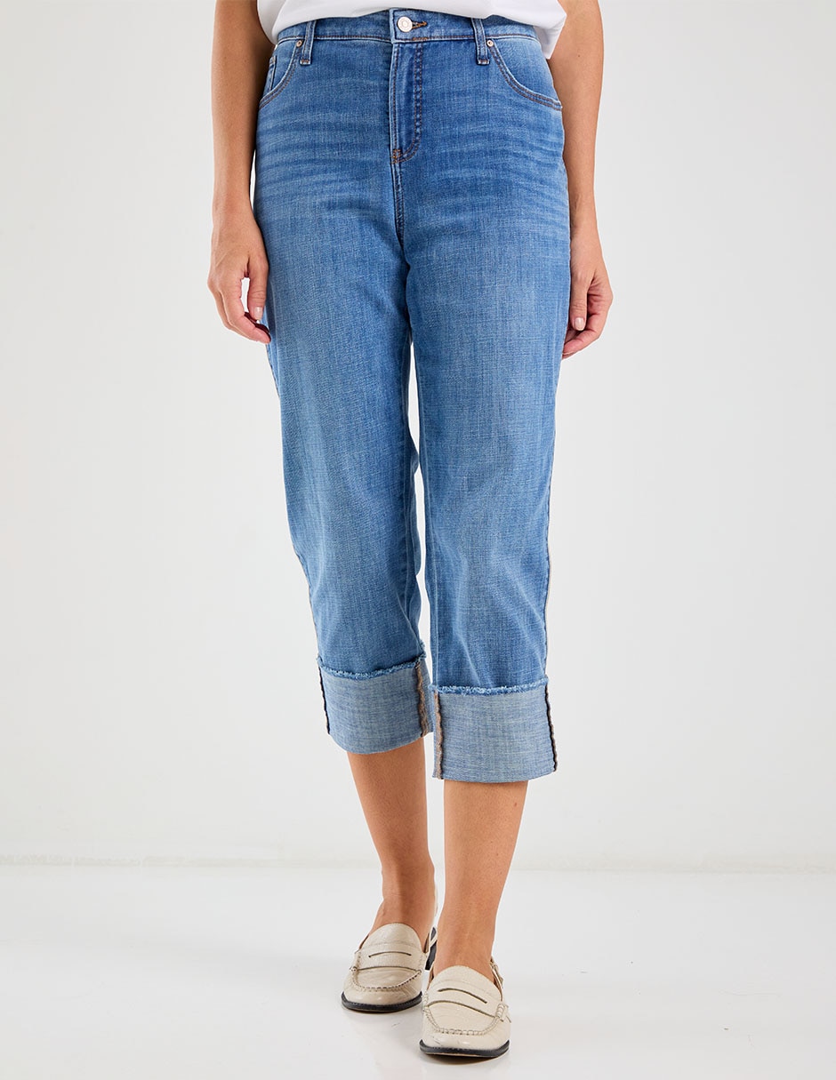 Jeans capri straight para mujer Jeans capri straight para mujer