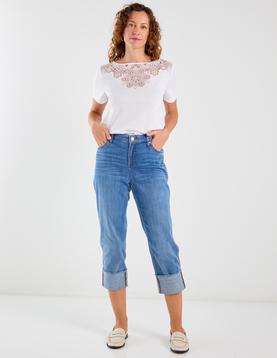 Jeans capri straight para mujer 5