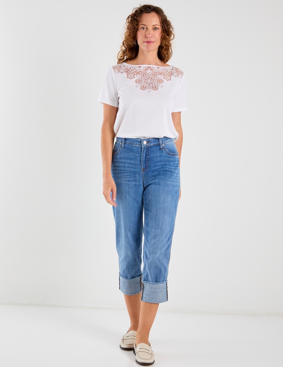 Jeans capri straight para mujer 4